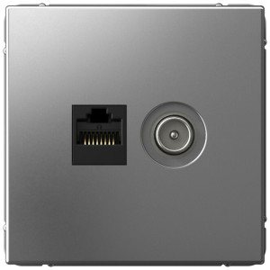Розетка комп.+тв. RJ45+TV Cat. 5e, Сталь, ArtGallery SE GAL000989