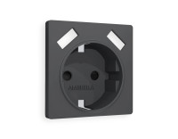 Лицевая панель розетки с З/К и USB зарядкой А+А с шторками, Графит Мягкое касание, ALFA Quant Ambrella Volt AP9090