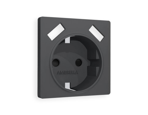 Лицевая панель розетки с З/К и USB зарядкой А+А с шторками, Графит Мягкое касание, ALFA Quant Ambrella Volt AP9090
