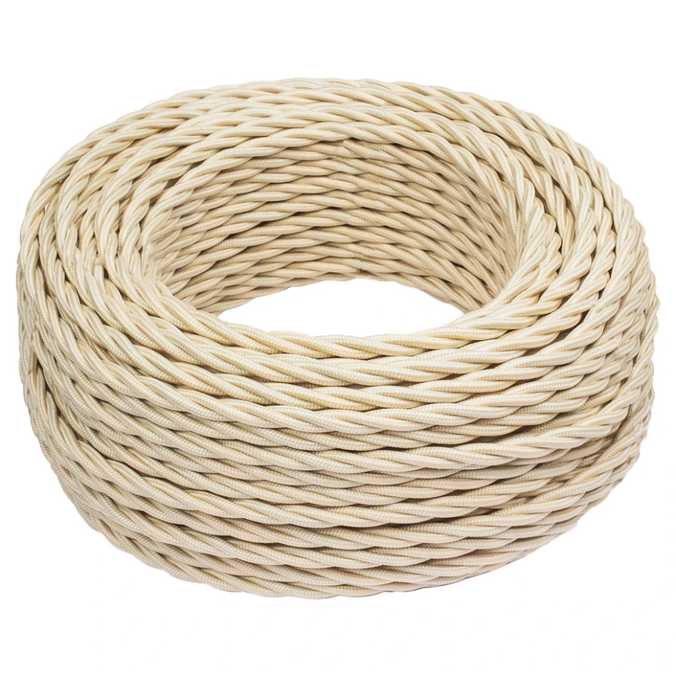 Ретро провод витой 3x1,5 Ванильный матовый, Jantera JTW.731.TM03.050 (50 м.)