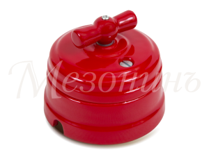 Выключатель фарфоровый 2 кл. (4 положения), красный ТМ МезонинЪ GE70401-06