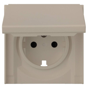 Лицевая панель розетки с З/К с крышкой, Латте, Rikett 35634 LT