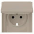 Лицевая панель розетки с З/К с крышкой, Латте, Rikett 35634 LT