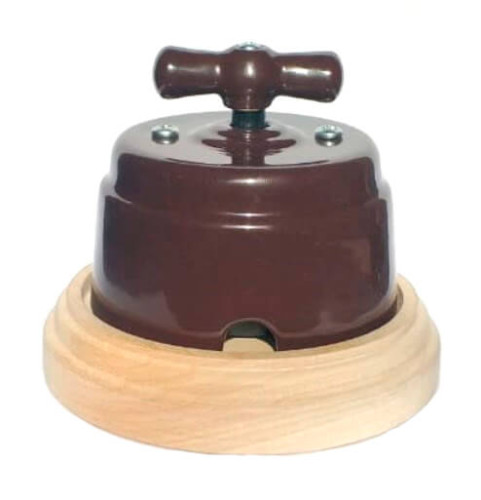 Выключатель керамический поворотный на 2 положения, цв. коричневый, Арбат Interior Electric ВПК-04