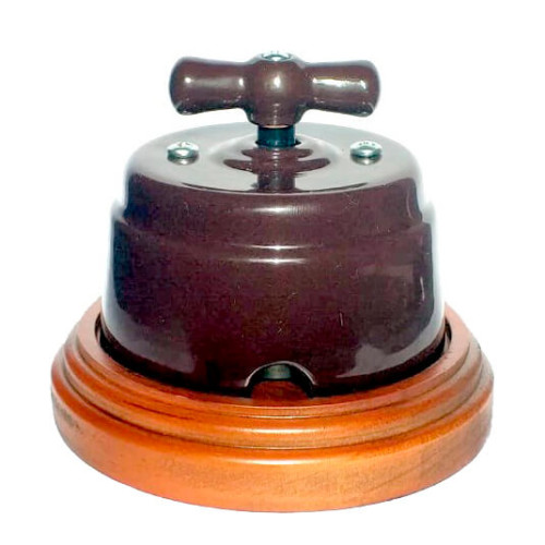Выключатель керамический поворотный на 2 положения, цв. коричневый, Арбат Interior Electric ВПК-04