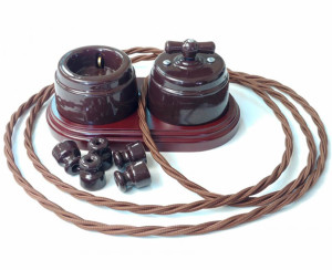 Выключатель керамический 1 кл. (2 положения), Коричневый, Арбат Interior Electric ВПК-04