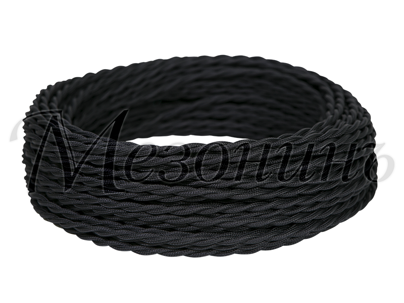 Ретро кабель витой 3x1,5 Черный, Аврора ТМ МезонинЪ GE70153-05 (1 метр)
