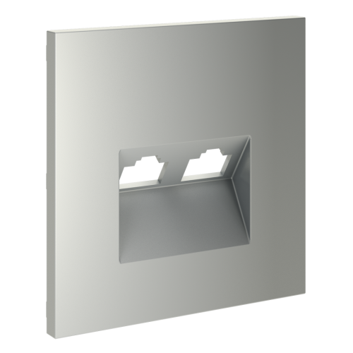 Лицевая панель для розетки компьютерной 2-ой RJ45+RJ45 Cat.6, Сталь, S70 Voltum VLS001405