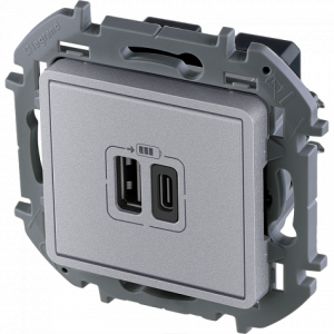 Розетка USB для зарядки, алюминий, INSPIRIA Legrand 673762