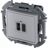  Розетка USB для зарядки, алюминий, INSPIRIA Legrand 673762