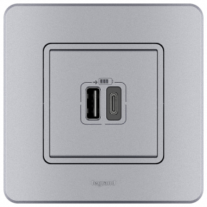 Розетка USB для зарядки, алюминий, INSPIRIA Legrand 673762