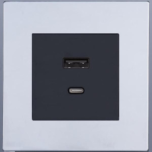 Розетка USB для быстрой зарядки Type A+C, Хром, Toledo Salvador SJAN77EC12 Розетка USB для быстрой зарядки Type A+C, Хром, Toledo Salvador SJAN77EC12