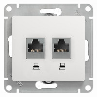 Розетка компьютерная 2-ая RJ45 Cat. 5e, Белый, Glossa SE GSL000185KK
