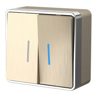 Выключатель 2 кл. с подсветкой, Шампань рифленный, Gallant Werkel W5020110