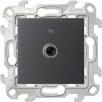 Розетка телевизионная TV проходная, Графит, Simon 24 2410475-038