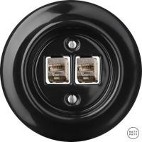 Розетка комп. фарфоровая RJ45 cat.6е, черный глянцевый, Katy Paty NIGsCat6a 