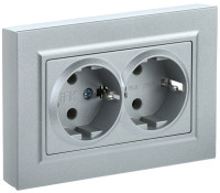 Розетка 2-я с З/К, Сталь, Brite IEK BR-R21-16-K46-F