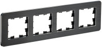 Рамка 4 местная, металл, Чёрный RE AL, Brite IEK BR-M42-M-21-K02