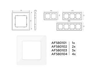 Рамка 2 местная стекло органическое, Белый, ALFA Arctic Ambrella Volt AF580102