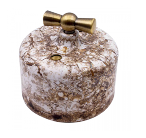 Выключатель керамика поворотный 1 кл. (2 полож) проходной, Мрамор, Ришелье Bironi R1-211-09