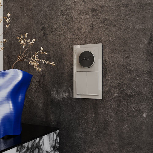 Терморегулятор электронный с индикацией и датчиком, для теплого пола, Кашемир, VOLTUM S70 VLS070103