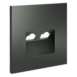 Лицевая панель для розетки компьютерной 2-ой RJ45+RJ45 Cat.6, Титан, S70 Voltum VLS001406