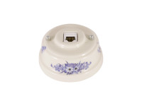 Розетка комп. RJ45 cat.6, керамика, синие цветы, серебристая фурнитура, Leanza РК6ВС