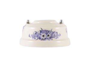 Розетка комп. RJ45 cat.6, керамика, Синие цветы, серебристая фурнитура, Leanza РК6ВС