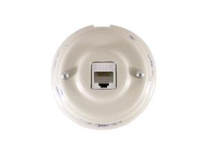 Розетка комп. RJ45 cat.6, керамика, Синие цветы, серебристая фурнитура, Leanza РК6ВС