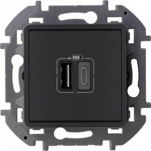  Розетка USB для зарядки, антрацит, INSPIRIA Legrand 673763