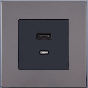 Розетка USB для быстрой зарядки Type A+C, Темн. хром, Toledo Salvador SJAN88EC12 Розетка USB для быстрой зарядки Type A+C, Темн. хром, Toledo Salvador SJAN88EC12