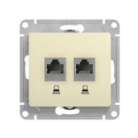 Розетка компьютерная 2-ая RJ45 Cat. 5e, Молочный, Glossa SE GSL000985KK