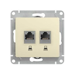 Розетка компьютерная 2-ая RJ45 Cat. 5e, Молочный, Glossa SE GSL000985KK