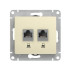 Розетка компьютерная 2-ая RJ45 Cat. 5e, Молочный, Glossa SE GSL000985KK