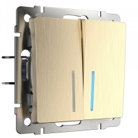 Выключатель 2 кл. проходной  с подсветкой, Шампань рифленый, Werkel W1122110