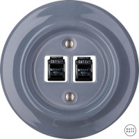 Розетка комп. фарфоровая RJ45 cat.5е, пепельно-серый глянцевый, Katy Paty LIGsCat5e 