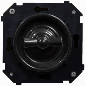 Выключатель пластик поворотный 1 кл. перекрестный (внутренний монт.), Чёрный, Шедель Bironi B3-203-23
