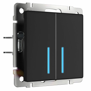 Сенсорный выключатель 2 кл. с подсветкой 1000Вт, Черный, Werkel W4520008