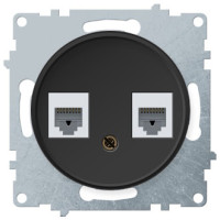 Розетка комп.+телеф. RJ45+RJ11, Черный, OneKeyElectro 1E20801303