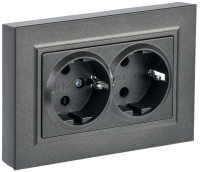 Розетка 2-я с З/К, Бронза, Brite IEK BR-R21-16-K45-F