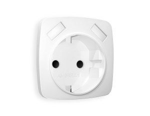 Лицевая панель розетки с З/К и USB зарядкой А+А с шторками, Белый матовый, OMEGA Quant Ambrella Volt OP1290