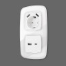 Лицевая панель розетки с З/К и USB зарядкой А+А с шторками, Белый матовый, OMEGA Quant Ambrella Volt OP1290
