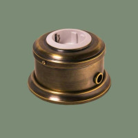 Ретро розетка латунь с З/К и шторками, темная латунь, ДИП-200 Romatti L223-8-16