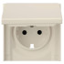Лицевая панель розетки с З/К с крышкой, Кремовый сатин, Rikett 35634 MC