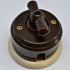Выключатель керамика 2 кл. (4 положения), подложка береза, коричневый, ЦИОН В2Б-К