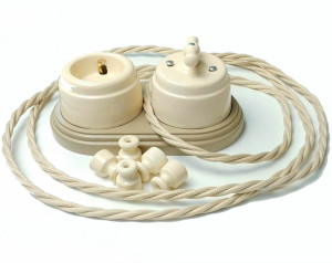 Выключатель керамический 1 кл. (2 положения), Слоновая кость, Арбат Interior Electric ВПК-02