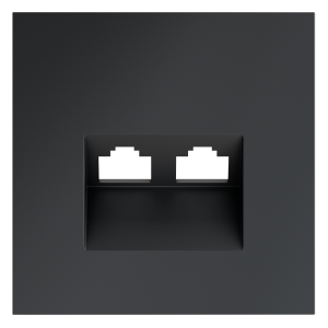 Лицевая панель для розетки компьютерной 2-ой RJ45+RJ45 Cat.6, Графит, S70 Voltum VLS001407