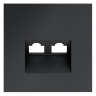 Лицевая панель для розетки компьютерной 2-ой RJ45+RJ45 Cat.6, Графит, S70 Voltum VLS001407