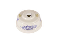 Розетка комп. RJ45 cat.6, керамика, синие цветы, золотистая фурнитура, Leanza РК6ВЗ
