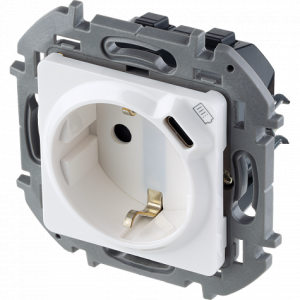 Розетка с З/К со встроенной USB зарядкой, белый, INSPIRIA Legrand 673770